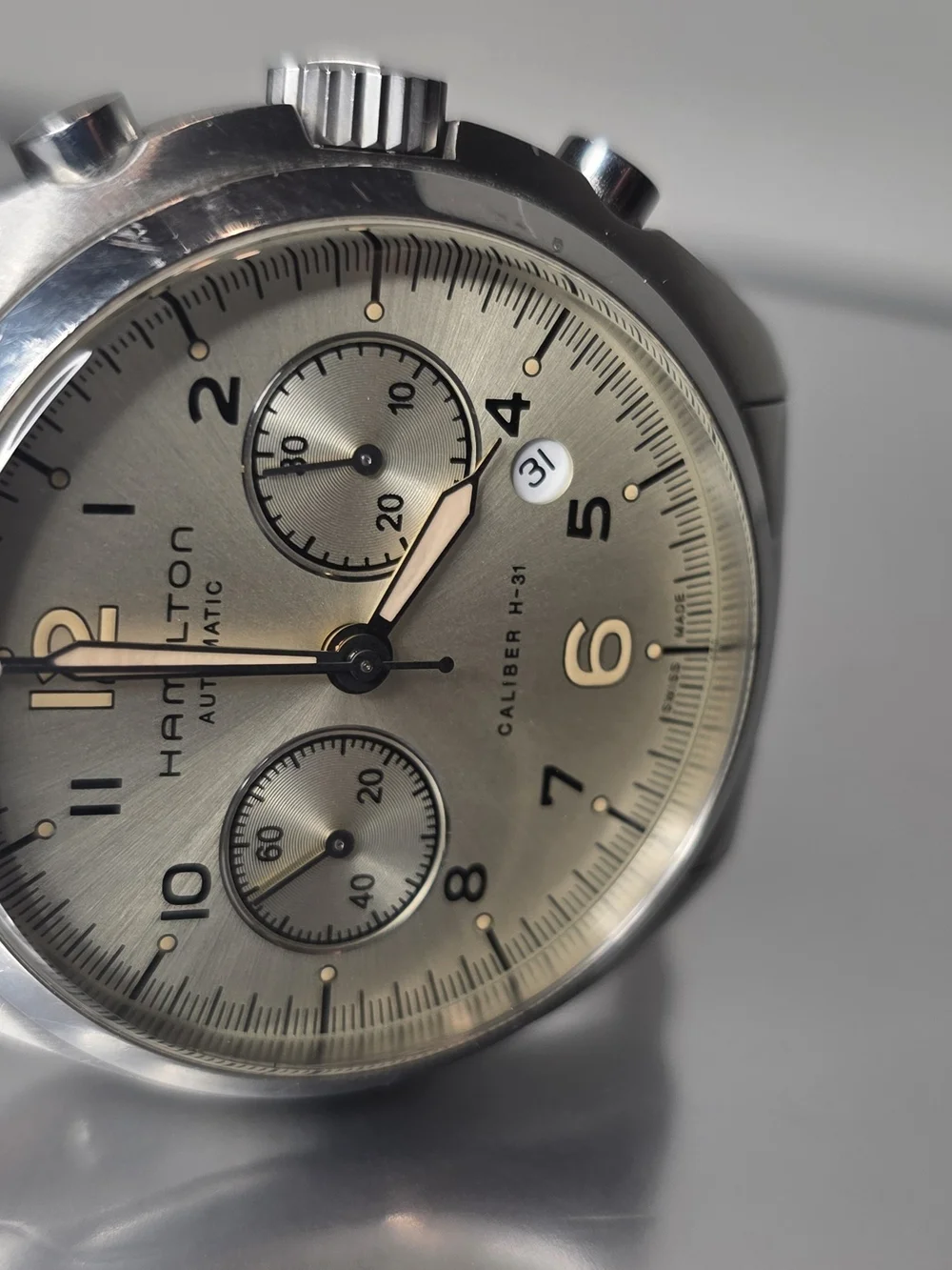 Hamilton Khaki pilot pioneer Chronograph Men's Watch Steel bracelet- H76416155